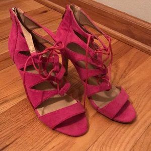 Pink suede heels!
